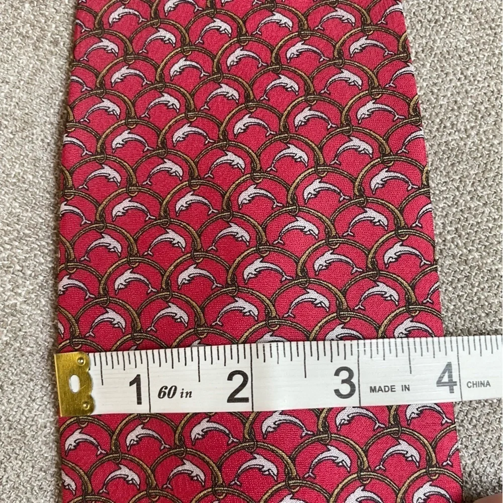Iun Cheng Dolphin Print 100% Silk Tie Novelty Print